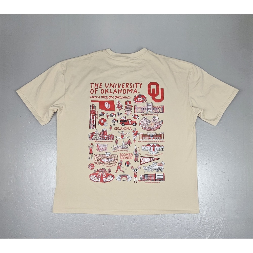 OU Oklahoma Sooners T Shirt Mens 2XL Vive La Fete Impressions Art Beige NCAA